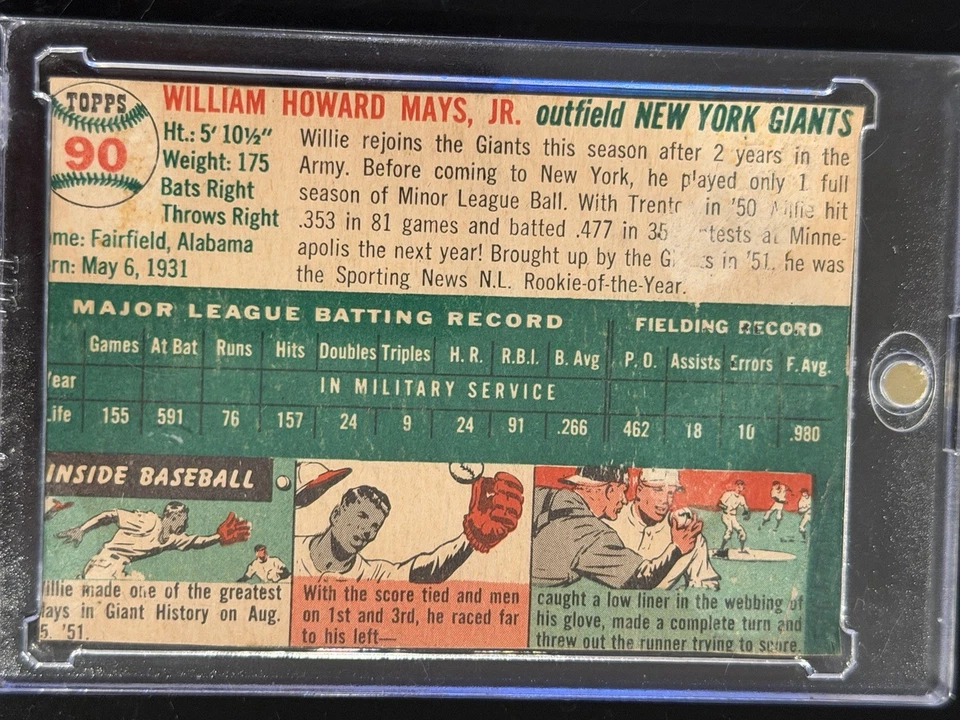 1954 Topps - Willie Mays #90 Foto 2 de 2