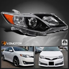 Fits 2012-2014 Toyota Camry Jet Black Projector Headlights Assembly Right Side