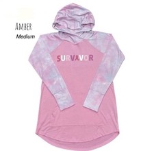 NWT LuLaRoe Medium Amber Hoodie Breast Cancer Awareness Pink Tie Dye Size 10-12