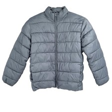 The Childrens Place Kids Puffer Jacket Gray Quilted Ripstop Zip Up XL 14