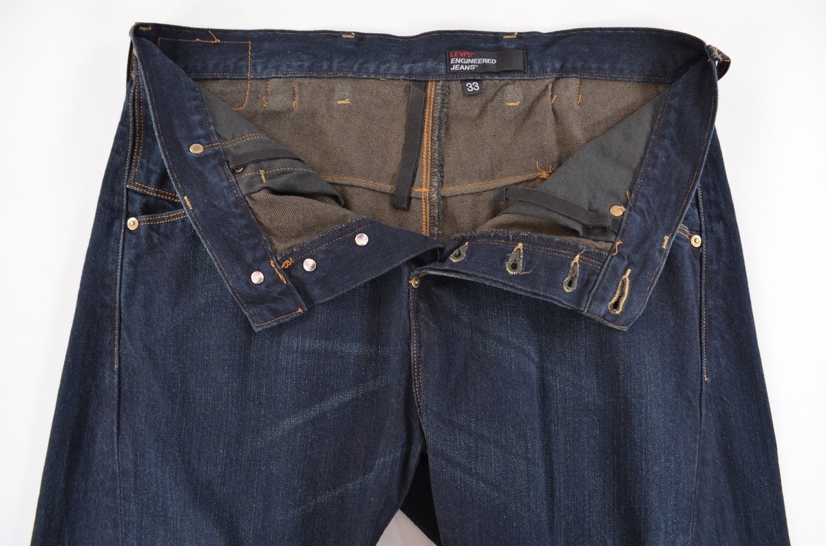 パンツ LEVI'S ENGINEERED JEANS LOOSE W33 y2k Levis Engineered Y2K Dark-Blue Denim Buckle Twisted Leg