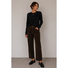 Talbots Signature Olive Green Brown Corduroy Straight Leg Pants Womens 8 Mid