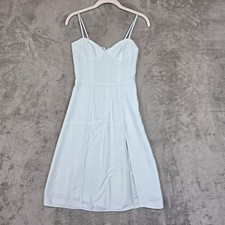 Sunday Best Dress Womens 2XS Blue Sweetheart Midi Sundress Strappy Side Slit