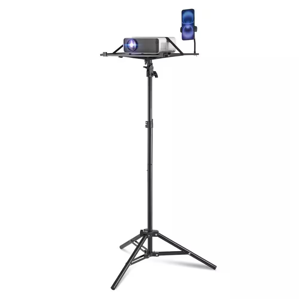 Projector Stand, Adjustable Height 26.97 to 63 In., Portable Tripod with Tray an