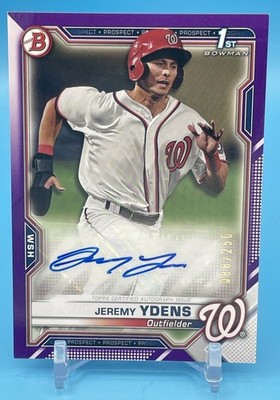 2021 Bowman Paper Prospect Purple Jeremy Ydens Auto /250 #PAPR-JY