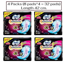 4X Sofy Wing Night Sanitary Napkins Feminine Pads 42cm Long Overnight Protection