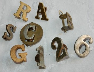 OBSOLETE POLICE CONSTABULARY CHROME COLLAR BADGE LETTERS & NUMBERS LOT