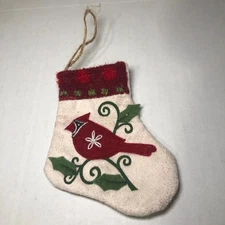 Mini  Christmas Stocking With Cardinal
