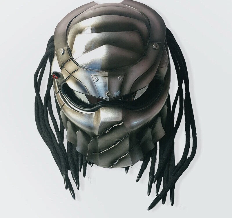 Casco de motocicleta Predator FRP pintado a mano máscara facial completa luz láser genial regalo Foto 3 de 4