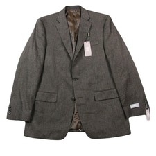 Michael Kors Check Sport Coat Mens 42L Brown Classic-Fit Stretch Blazer 295 NEW