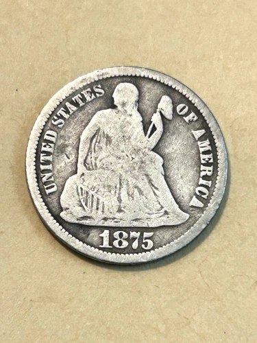 1875 P  VG Silver Seated Liberty Dime Great Details!