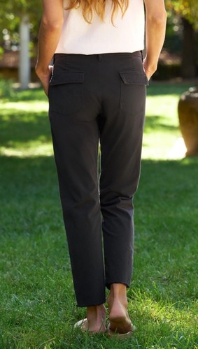 Frank & Eileen Blackrock Pants Sz 6 Washed Black Italian Twill Raw Hem 29x26.5