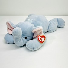 Ty Pillow Pals Squirt Elephant Plush Baby Blue Ribbon Stuffed Animal Tag 1996