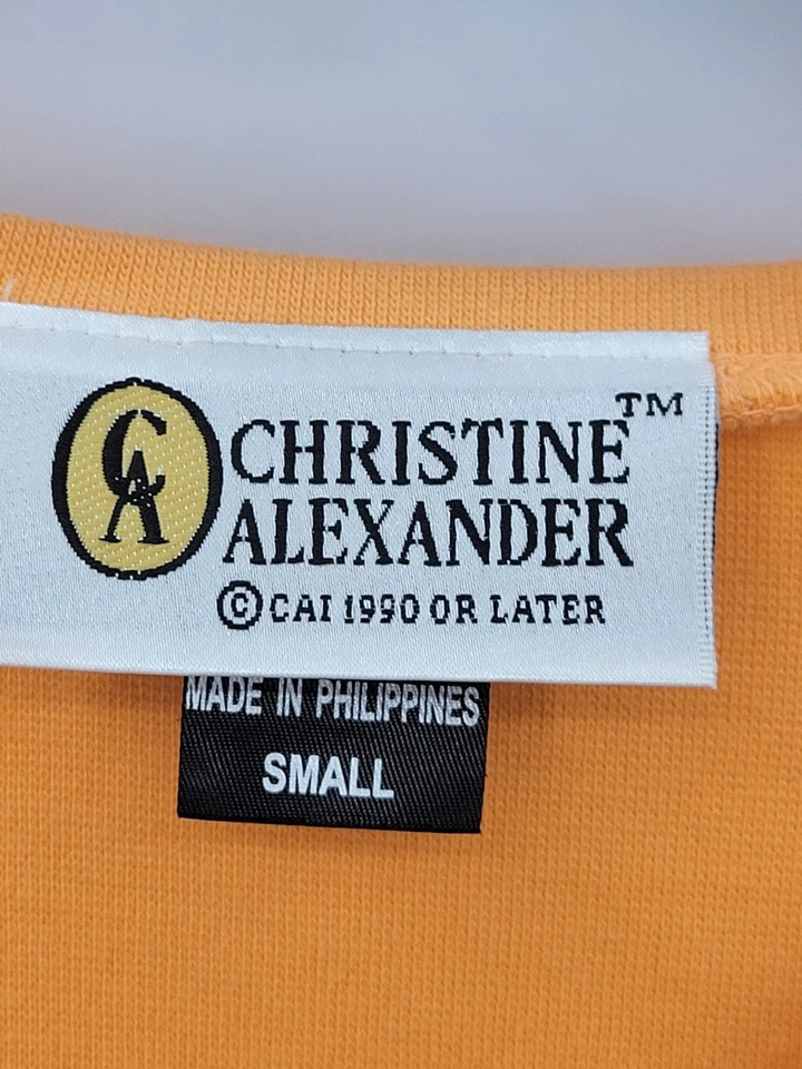 Top Christine Alexander para mujer pequeño naranja escote con cuentas cuello en V manga 3/4 Foto 4 de 4