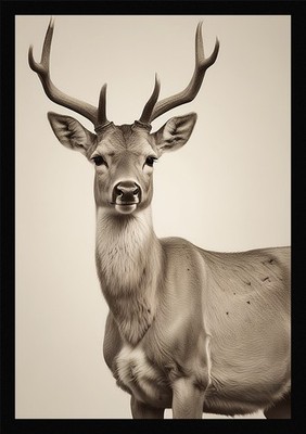 Gelassener Hirsch gerahmtes Wandbild Poster Leinwanddruck Bild