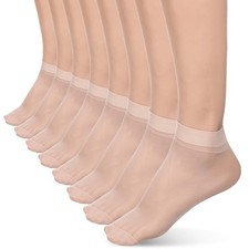 9 Pairs Thin Ankle Socks Women Nude Sheer Nylon Transparent Summer Elastic