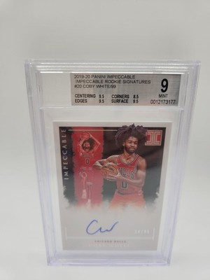 2019-20 Panini Impeccable Rookie Signatures Coby White #IR-CWT /99 BGS 9 Auto 10