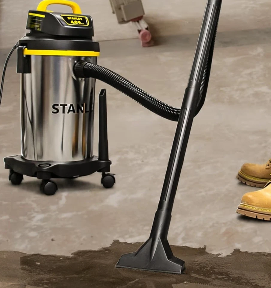 Aspiradora húmeda/seca Stanley SL18129, 4 galones, plateada+amarilla 4 caballos de fuerza, inoxidable Foto 2 de 4