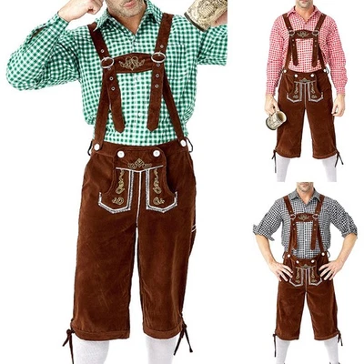 Mens Oktoberfest German Bavarian Beer Guy Lederhosen Outfit Costume Fancy Dress