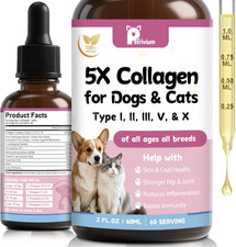 Liquid Collagen for Dogs/Cats for Skin  Coat, Itch Relief, Hips  Joints, 2 Oz