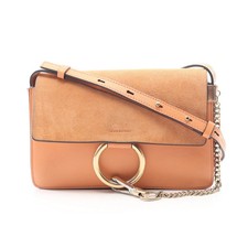 CHLOE FAYE Shoulder Bag Leather Suede Coral Orange #RC4218