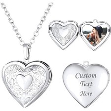 Elegant 22-Inch Heart Locket Necklace for Personal Photos - Eco-Friendly