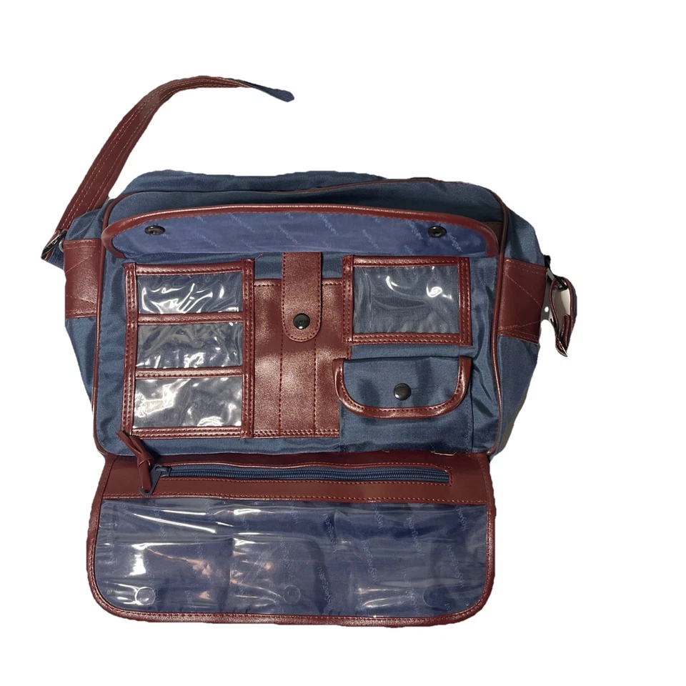 Bolso Mensajero Bandolera Lateral Vintage YSL Yves Saint Laurent Azul Marrón Corea Foto 3 de 4