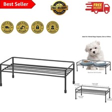 Stylish Elevated Dog and Cat Feeder - Steel Frame with Non-Slip Base, Black