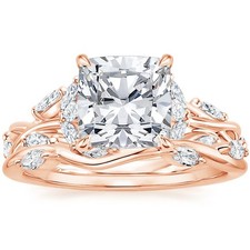 IGI Lab Grown Diamond Weddingg Band Set Ring 18k Rose Gold 4.65 Ct Cushion Cut