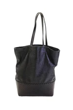 Bottega Veneta Womens Intrecciato Open Front Shoulder Handbag Black