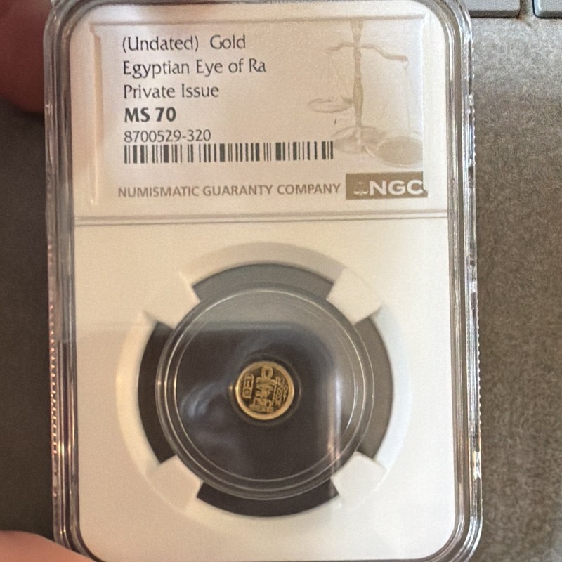 (Undated) Gold Egyptian Eye of Ra Private Issue Coin/Medal NGC MS70 1/500 oz