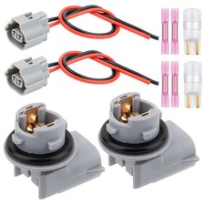 2PCS Rear Bumper License Plate Light Bulb Socket with Pigtail Wire Harness Plug