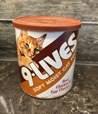 Vintage 9-Lives Morris Soft Moist Cat Food Canister w/Lid - Beef Chicken Egg
