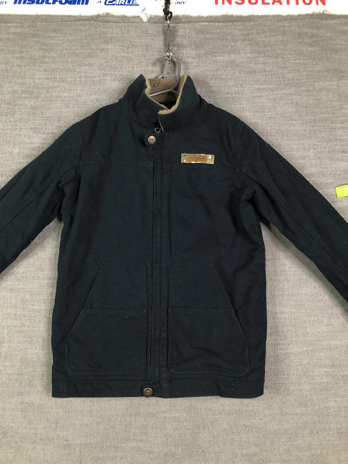 Columbia Jacket Mens Large Black Canvas Sherpa Lined Workwear Full Zip Coat