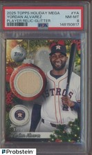 2025 Topps Holiday Mega Glitter Yordan Alvarez Astros GU Bat 27/99 PSA 8
