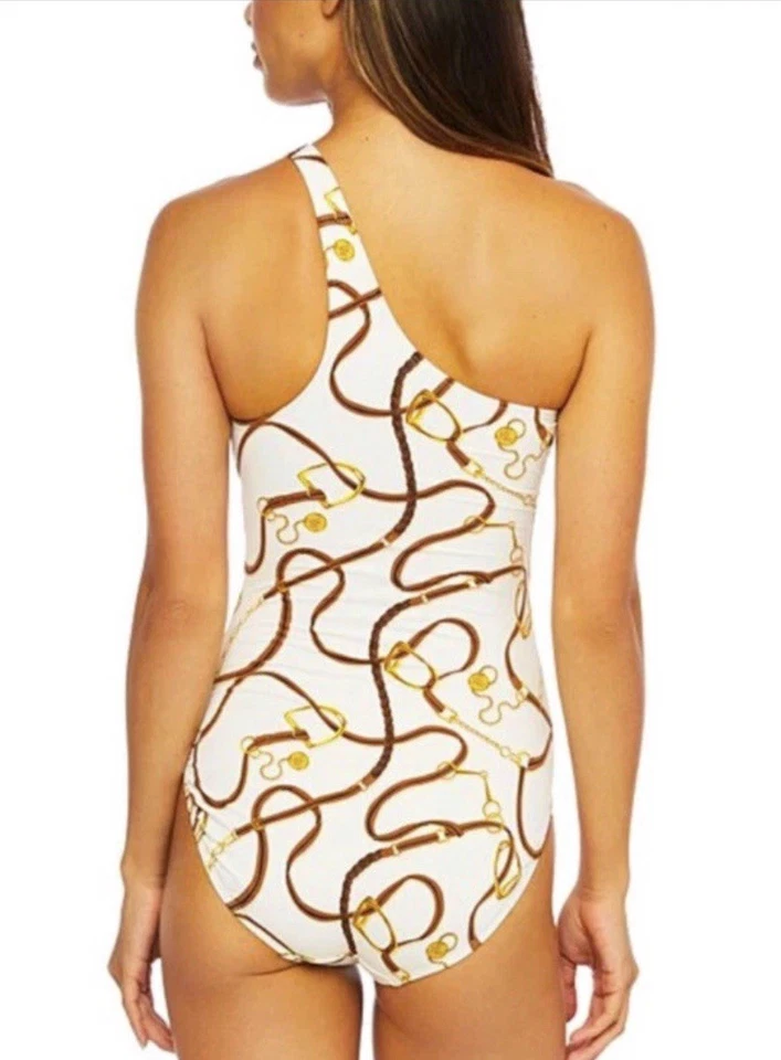 RALPH LAUREN White Equestrian Horse Bit Slimming 1-Piece Swimsuit Sz 8 NWOT - Image 3 of 4