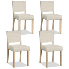 Set of 4 Upholstered Dining Chairs, Kitchen Chairs with Solid Rubber Wood Legs