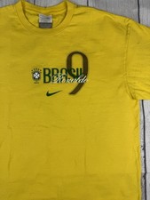 VGC VTG Nike Brasil Ronaldo T-Shirt 9 Brazil Soccer Yellow Sz Large