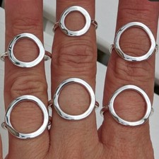 Ring Sterling silver ring Circle top hammered Band One Ring Jewelry All Size RC 