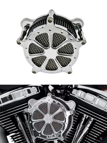 All Chrome Grey Intake filter Air Cleaner Fit For Harley Dyna 2017 FXDLS Softail - Picture 1 of 4