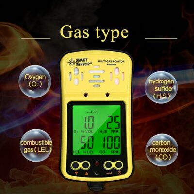 AS8900 Multi Gas Detector Monitor 4 in 1 O2 H2S CO Combustible gas leakage meter