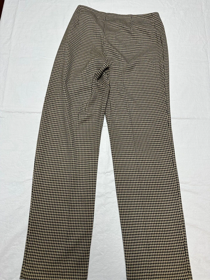 Pantalón de vestir Talbots para mujer pata de gallo negro dorado 10 Heritage mezcla de poliéster Foto 3 de 4