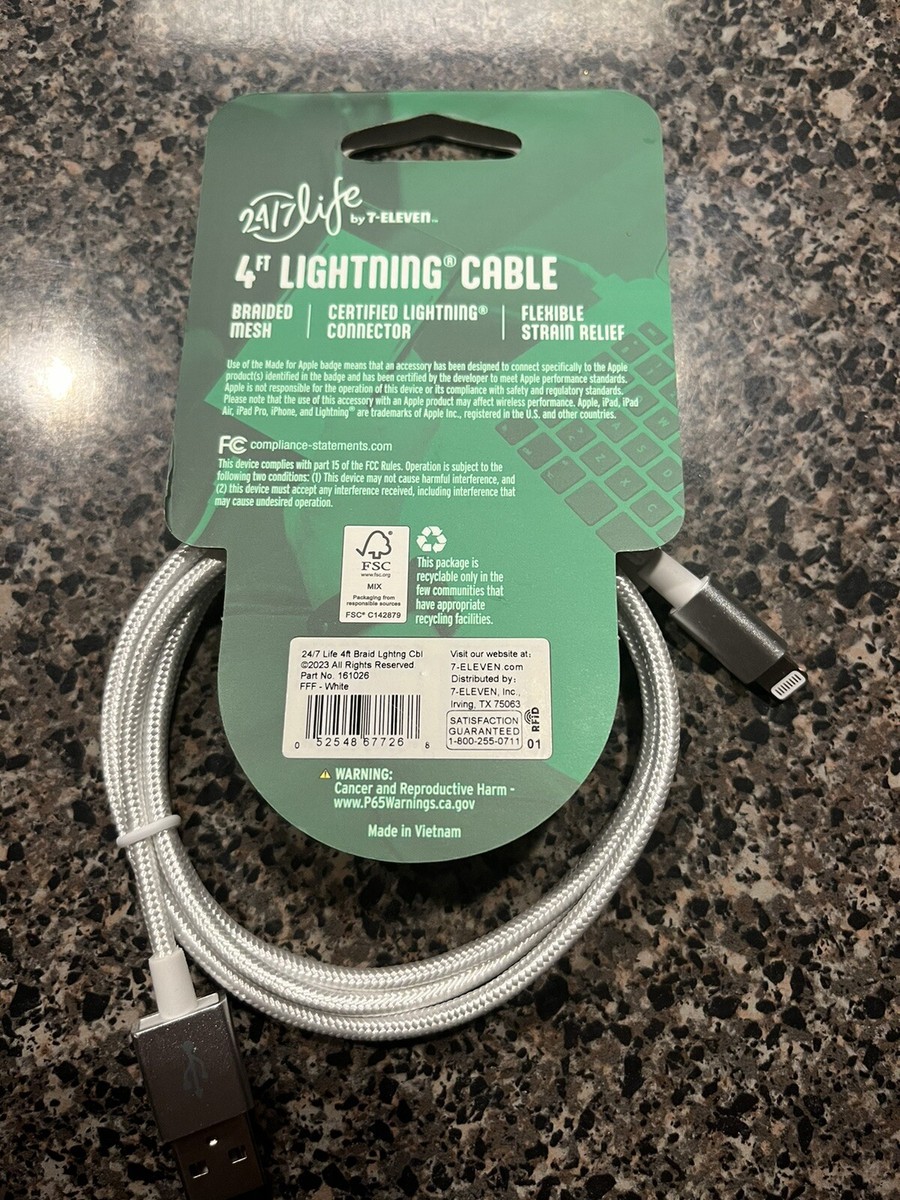 24/7Life 7-Eleven Lighting Charging Cable 4ft iPhone and iPad
