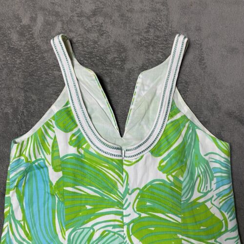 Lilly Pulitzer Dress Womens 6 Tessa Shift Green Sheen Fronds Place Embroidered - Picture 9 of 12