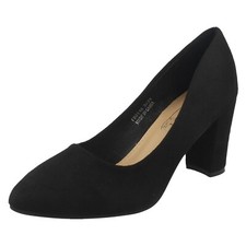Ladies Spot On Smart 7.6cm Heel Wide Fit Work Office Pumps F9r0146