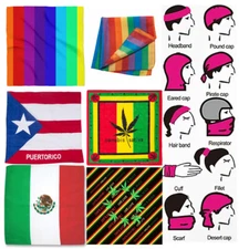 3 Pieces 100% Cotton Bandana Face Cover Masks Head Wrap Mix Designs