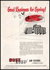 1949 Owens Corning Fiberglas Company Toledo Ohio Dust Stop Air Filters Print Ad
