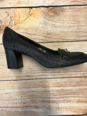Balenciaga Black Textured Leather Loafer Pumps Size 37.5 US 7 NWOB