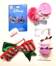 A lot of Claire's Girls Accessories: 3 Scrunchies, Disney Earrings, Keychain