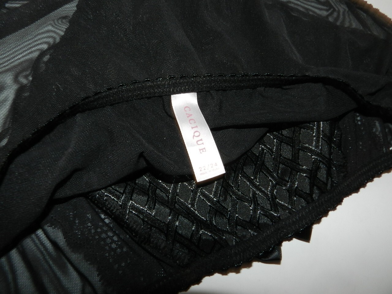 Cacique 22/24 black bikini panties mesh Gem
